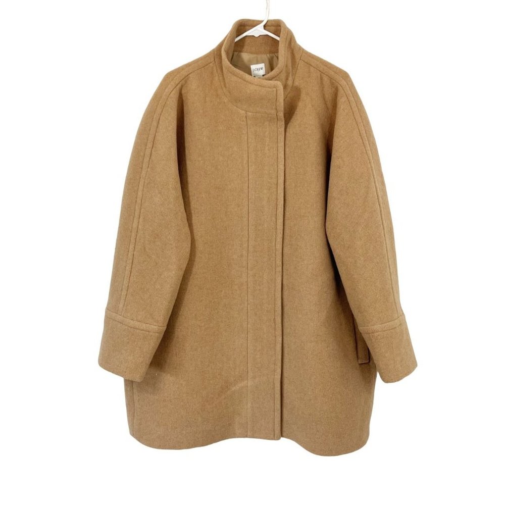 J. Crew NEW City Coat Wool Blend Zip Front Jacket in Camel Brown Tan - Size 22‎